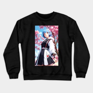 Anime Girl With Blue Hair 02 Crewneck Sweatshirt